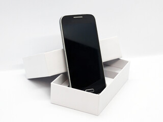 Open Smartphone Cardboard Packaging Box On White Background