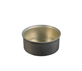 Empty conserve tin can. Isolated on white background.