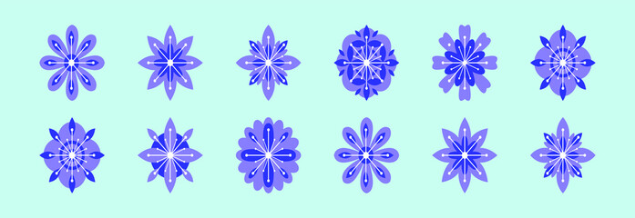 set of flower blossom cartoon icon design template with various models. vector illustration isolated on blue background