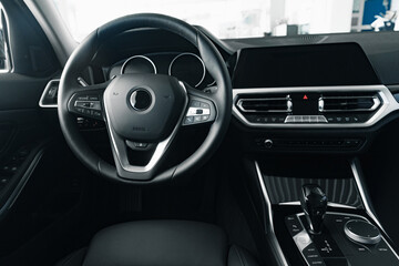 Steering wheel of a new luxury car
