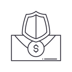 Insurance payment icon, linear isolated illustration, thin line vector, web design sign, outline concept symbol with editable stroke on white background.