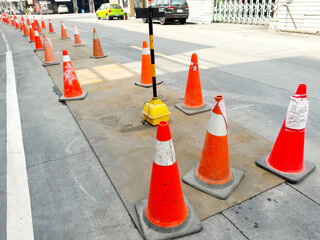 traffic cones on the street
