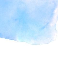 Abstract watercolor background of the blue sky horizon. Hand painted. Stain blot spot blob. Template for postcard, banner, illustration