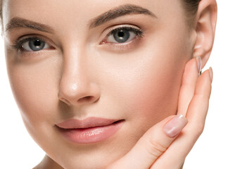 Beautiful face young woman clean skin beaty make up natural