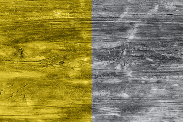 Textured old grunge wooden gray and yellow background.