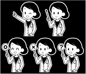 女性医師　ポインター　セット