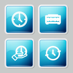 Set line Clock, Digital alarm clock, and icon. Vector.