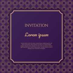 Wedding invitation and announcement card with gold ornament - Vector.