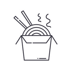 Instant noodles icon, linear isolated illustration, thin line vector, web design sign, outline concept symbol with editable stroke on white background.