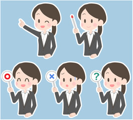 ビジネスウーマン　ポインター　セット