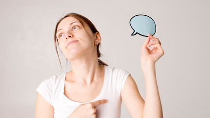 Woman hand holding a paper sheet with envelope message icon