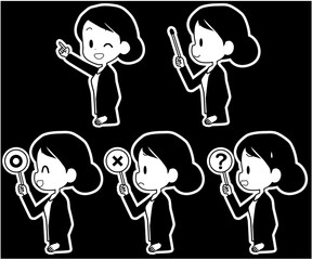 ビジネスウーマン　ポインター　セット