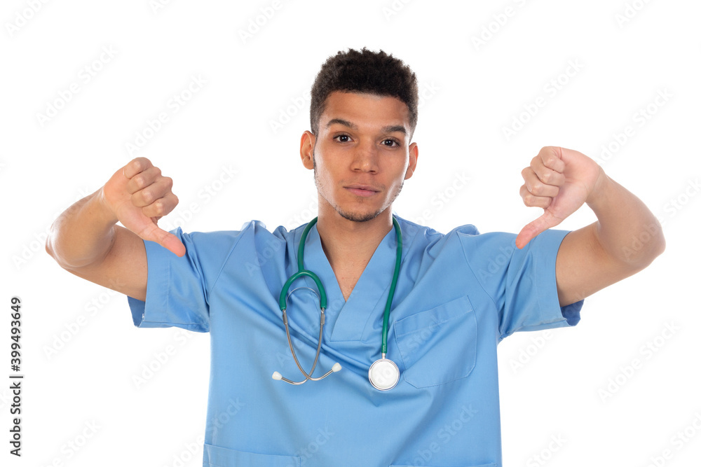 Wall mural young african doc with blue uniform