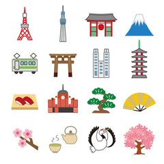 東京　日本　アイコン　セット