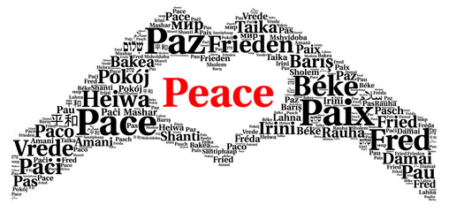 Peace word cloud in different languages