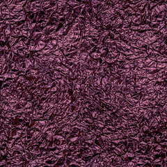 Seamless wrinkled metal foil texture, purple color, grunge abstract background.