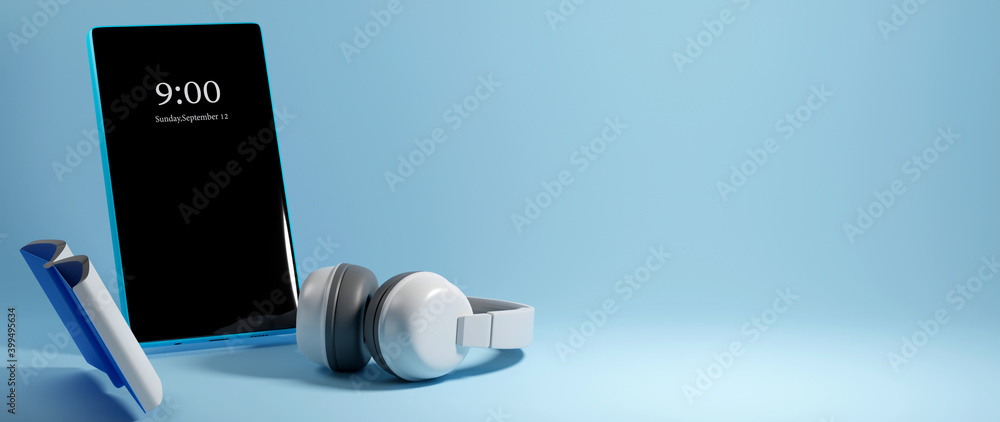 Aufkleber digital online education. 3d render of mobil. application learning on phone, mobile website backgrou