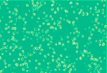 Light Green, Yellow vector background with bubbles.