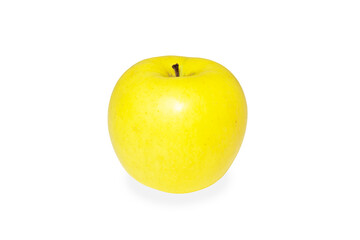 Sweet and juicy yellow golden apple isolated on white background.