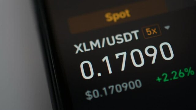 XLM - USDT- Stellar - Tether price online, crypto trading concept