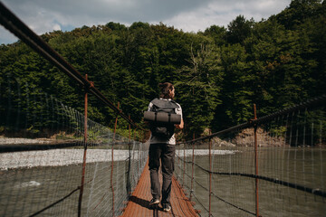 A man in nature. Seeker of adventures