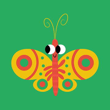 Butterfly Flat Illustration for Kids Bugs ABC