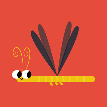 Dragonfly Flat Illustration for Kids Bugs ABC