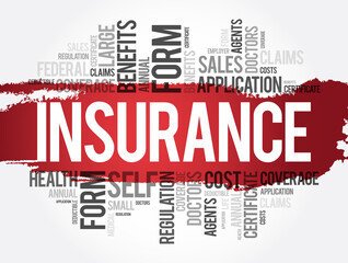 Fototapeta premium Insurance word cloud collage, healthcare concept background