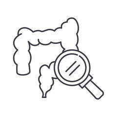 Intestines scan icon, linear isolated illustration, thin line vector, web design sign, outline concept symbol with editable stroke on white background.