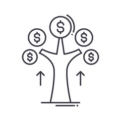 Investment symbol icon, linear isolated illustration, thin line vector, web design sign, outline concept symbol with editable stroke on white background.