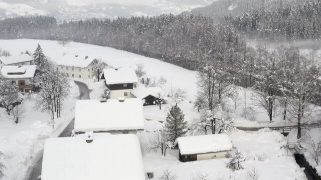 Bird's eye view on a small village in East Tyrol
