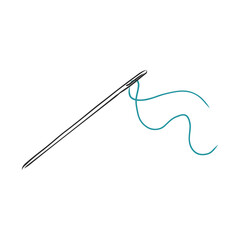 illustration of needle and thread on a white background. needle and thread vector sketch illustration