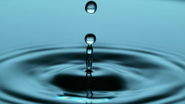 Drop of Water Hitting Water Surface Bouncing Back Making Waves High Speed Macro Close Up