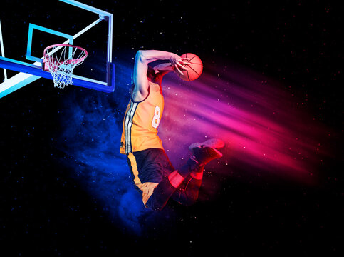 Basketball player players in action