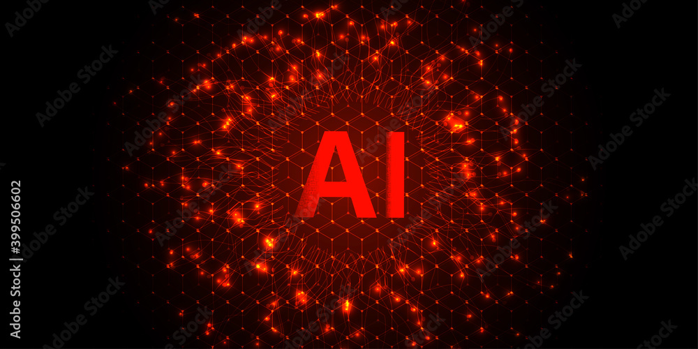 Fototapete Artificial intelligence concept design. Vector symbol AI. Neural networks Abstract concept of cyber technology automation and Future Technology Concept Design.