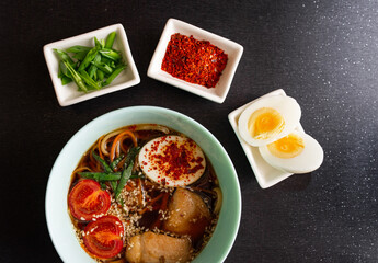 Korean Japanese Ramen Soup Oriental Cuisine Ingredients Composition