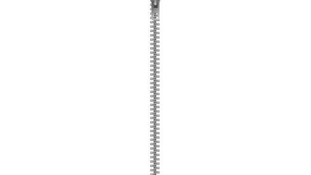 Zipper (zip fastener) opening animation. Alpha channel for background transparent use.