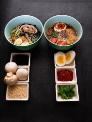 Korean Japanese Ramen Soup Oriental Cuisine Ingredients Composition