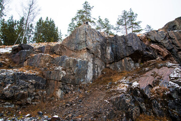 Fototapeta na wymiar rocky terrain of karelia. Time of year autumn, autumn Karelia