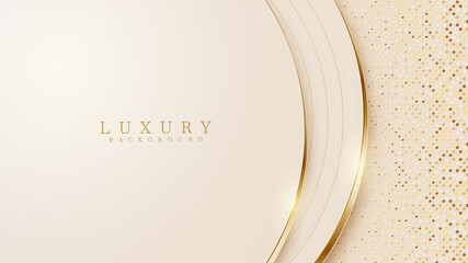 Abstract yellow luxury background with golden line , paper cut style 3d. vector illustration.