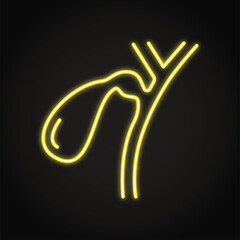 Neon human gallbladder icon in line style
