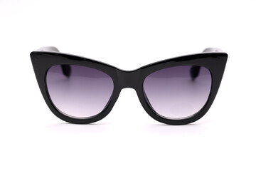 Black sunglasses on white background. Sun protection