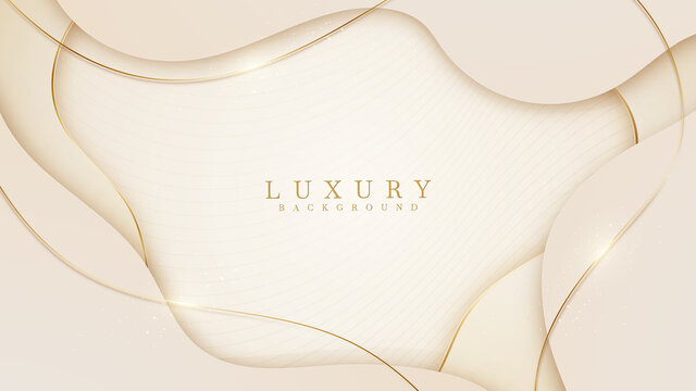 Abstract yellow luxury background with golden line , paper cut style 3d. vector illustration.