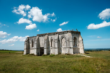 Ruins of the remote "Chapelle Saint-Louis" near the French town of Guémy
