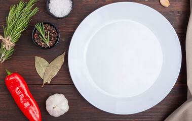 Empty cutting board on wooden table