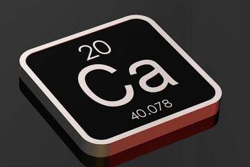 Calcium element from periodic table on black square block