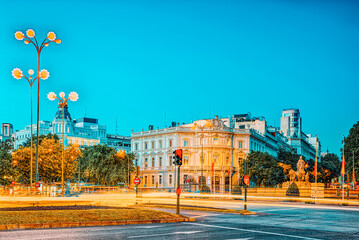 Obraz premium Square of Cibeles (Plaza Cibeles) and view on House of America(