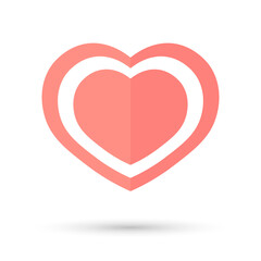 Heart icon, flat graphic design template, love sign, Valentines Day symbol, vector illustration
