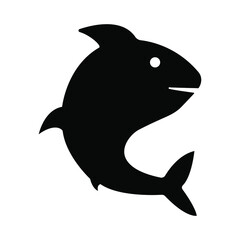 Fish black on a white background, sign for design, vector illustration