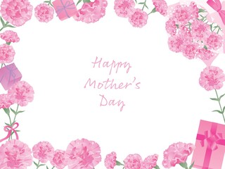 母の日のピンクのカーネーションのフレーム